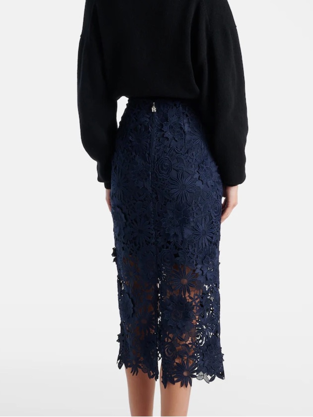 Lulus Blue Moon Floral Lace Midi Skirt Size S - Picture 5 of 9